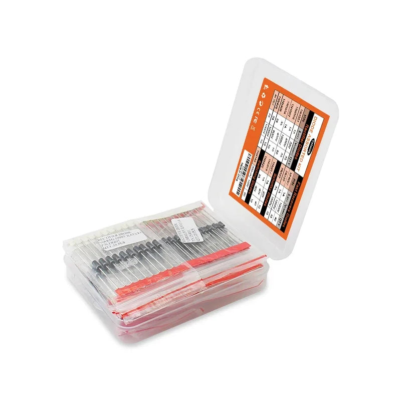 Kit Surtido Diodos 14 Valores (Rectificador/Recuperación Rápida/Schottky/Switching) 1N4001-FR207 en Caja (350 Piezas)