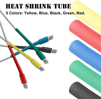 Kit Tubo Termoretráctil 2:1 Envoltura Cable Aislante Protección Conexión (127/530/580 Piezas) (Opción Pistola Aire Caliente)