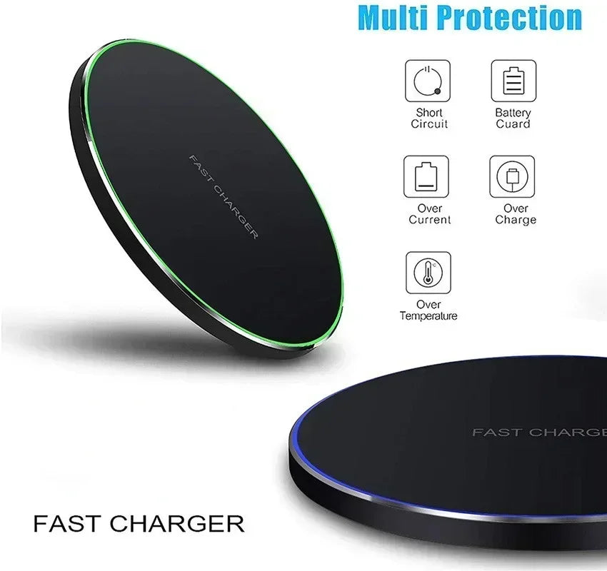 Cargador Inalámbrico Rápido Inducción para iPhone X/XR/XS Max/Mini / 12/13/15/16 Pro / Samsung S8-S10/S21/S22/Note (2025)