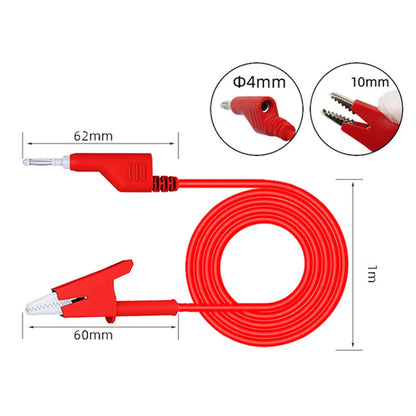 Cable Test (x2) Banana Plug 4mm a Pinza Cocodrilo (15A/1000V) - Para Fuente Poder / Multímetro