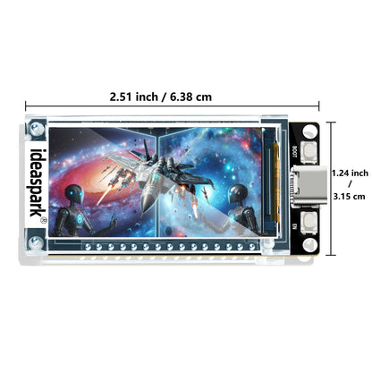 Placa Desarrollo IDEASPARK ESP32 (16MB) con Pantalla LCD TFT 1.9" (ST7789, 170x320), WiFi+BT, CH340, Tipo C para Arduino/Micropython