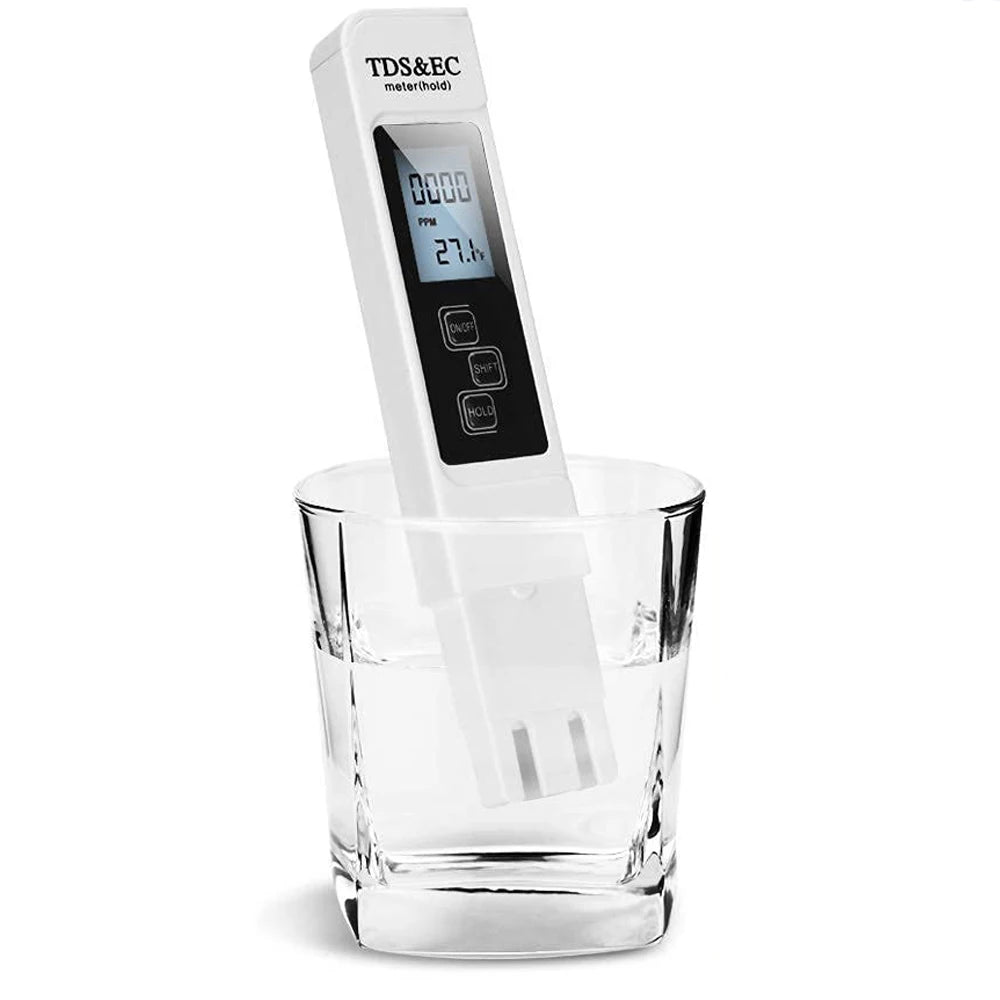 Medidor Digital TDS Agua Portátil Alta Precisión (Pantalla Grande) para Agua Purificada/Grifo Hogar (Blanco)