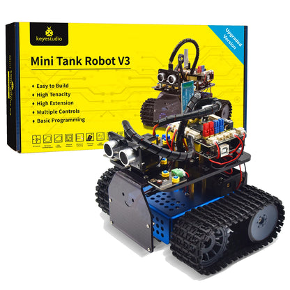 Kit Robot Tanque Inteligente Keyestudio Mini V3.0 (Actualizado) DIY STEM Programable compatible Arduino/Mixly