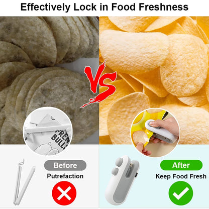 Mini Selladora Térmica Portátil para Bolsas Plásticas Alimentos (Clip Sellador Manual Embalaje)
