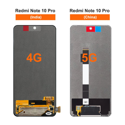 6.67" AMOLED for Xiaomi Redmi Note 10 Pro LCD Display Touch Screen For Redmi Note10Pro M2101K6G LCD Display Replace, with Frame