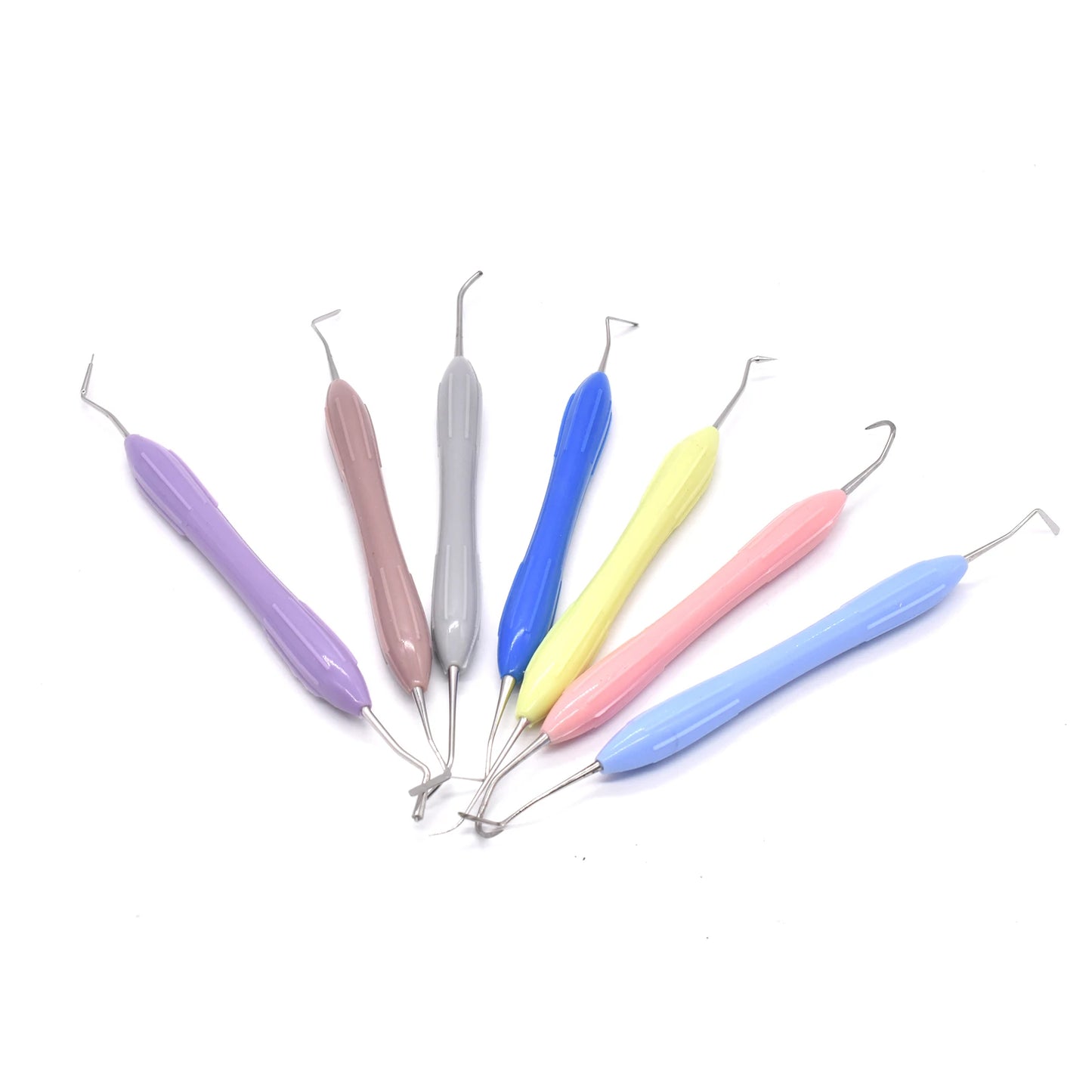 Set Relleno Resina Dental Doble Punta Acero Inoxidable (Espátula Relleno Composite, Mango Silicona)