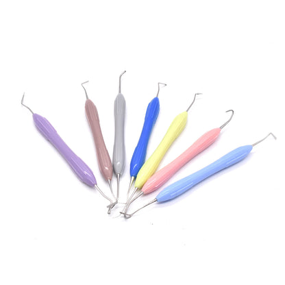 Set Relleno Resina Dental Doble Punta Acero Inoxidable (Espátula Relleno Composite, Mango Silicona)