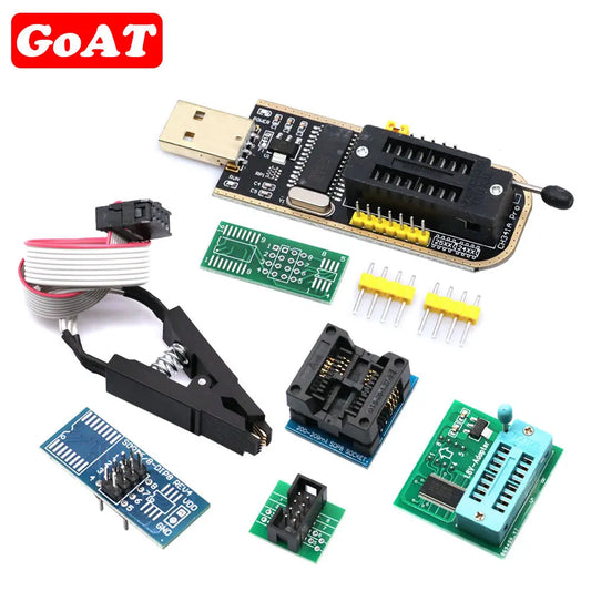 Kit Programador USB CH341A 24/25 Series EEPROM Flash BIOS + Clip Test SOIC8/SOP8 (Variante 2)
