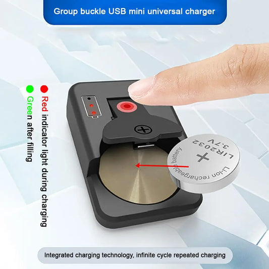 Mini Cargador Universal Portátil para Baterías Pila Botón (LIR2016/LIR2025/LIR2032/LIR1025) con Indicador LED