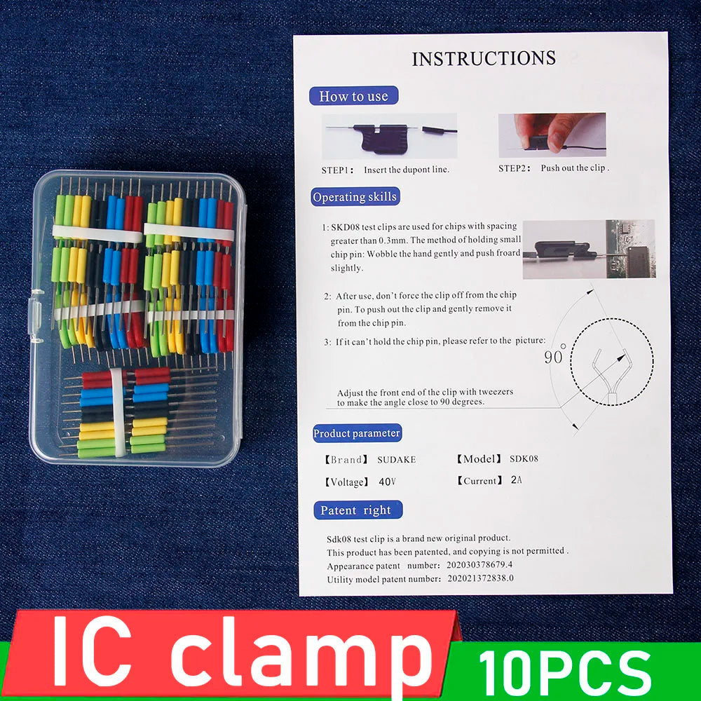 Clip Universal (x10) para Test IC SMD (SOP/SOIC/TSOP/MSOP/SSOP) - Adaptador para Analizador Lógico