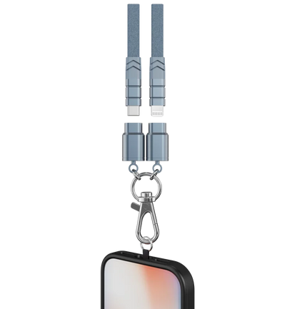 Cable Carga Rápida PD 60W USB-C a USB-C con Lanyard Nylon Trenzado Plano Anti-Pérdida (0.8m/1m/1.2m)