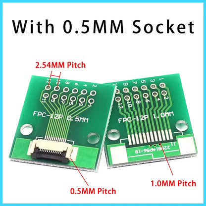 Placa Adaptadora FPC/FFC (0.5mm/1.0mm) a DIP 2.54mm (Conector Soldado, 4-60 Pines)