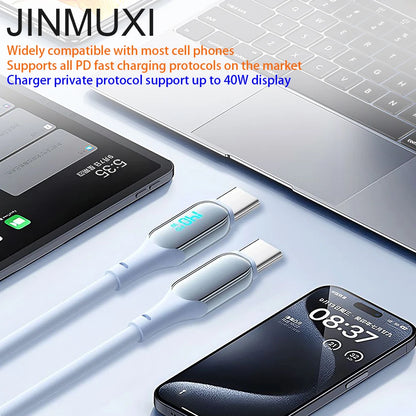Cable Carga Rápida PD 140W USB-C a USB-C con Pantalla Digital para iPhone 15/16, Samsung S22/S23, Xiaomi, Huawei, POCO