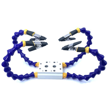 Brazos Flexibles "Helping Hands" con Pinza Tornillo Banco Mesa y Soporte Cautín para Soldadura/Reparación PCB (Compatible TS100/TS101/PINE64)