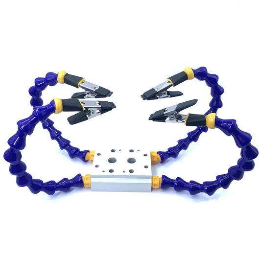 Brazos Flexibles "Helping Hands" con Pinza Tornillo Banco Mesa y Soporte Cautín para Soldadura/Reparación PCB (Compatible TS100/TS101/PINE64)