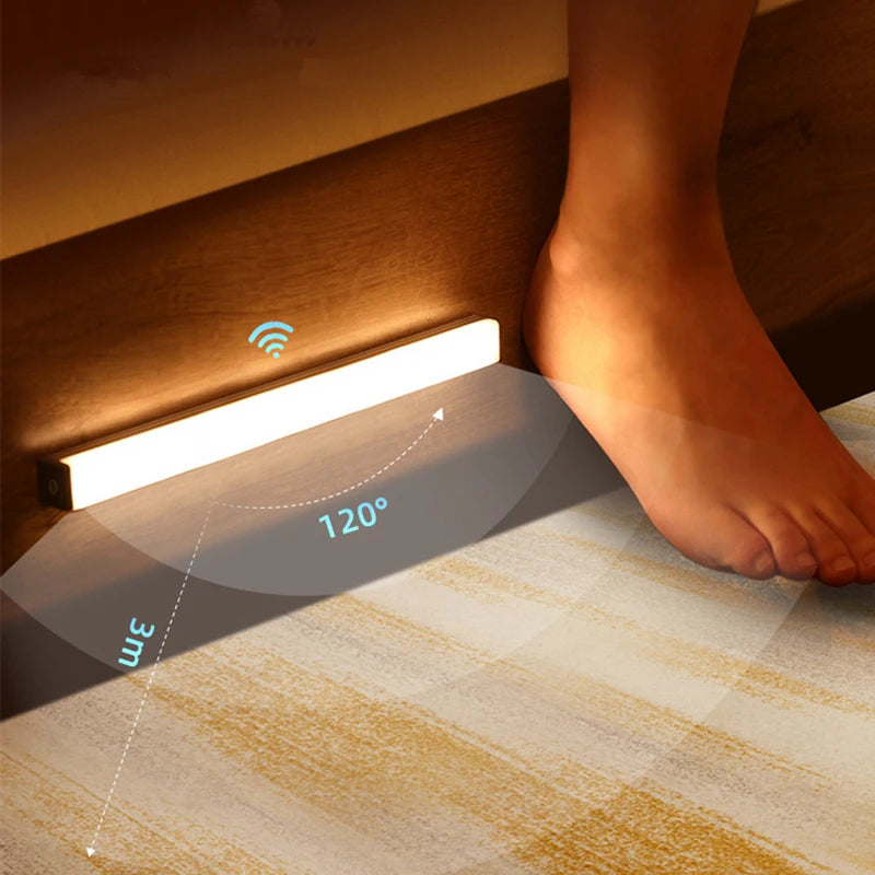 Luz Nocturna LED Inalámbrica con Sensor Movimiento (Recargable Tipo C) para Gabinete/Armario/Escalera/Cocina