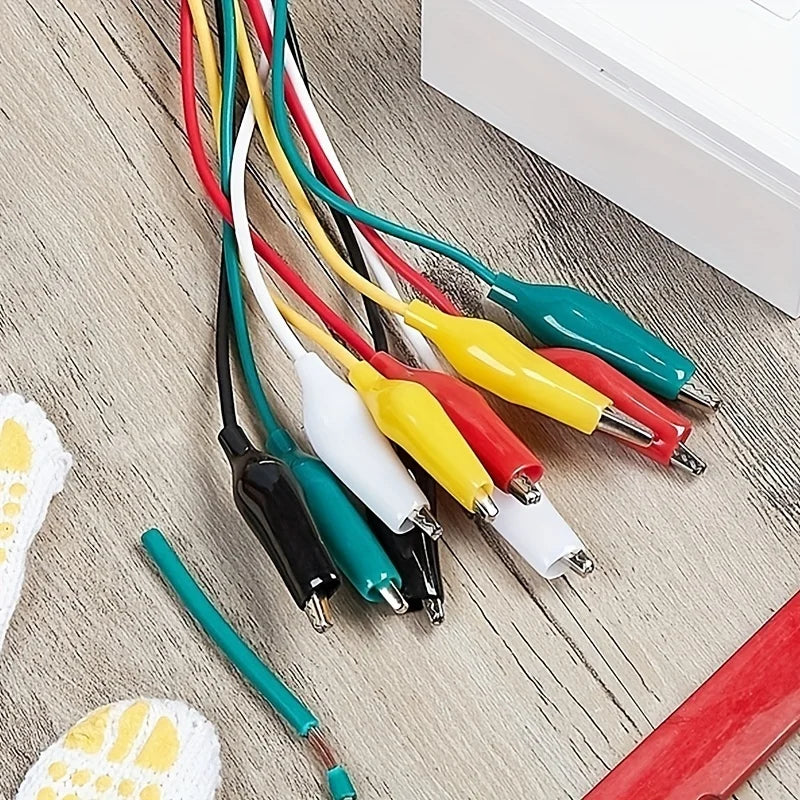 Cables Prueba DIY Pinzas Caimán Doble Extremo (Clip Cocodrilo, 46cm) (Set 10 Unidades)