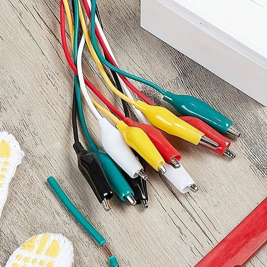 Cables Prueba DIY Pinzas Caimán Doble Extremo (Clip Cocodrilo, 46cm) (Set 10 Unidades)