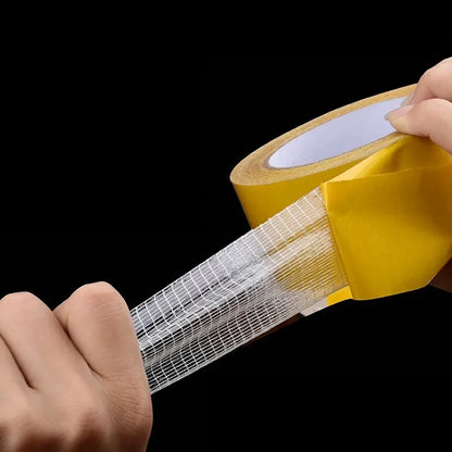 Cinta Adhesiva Doble Cara Transparente Fibra Rejilla Alta Viscosidad (Rollo 5 Metros)