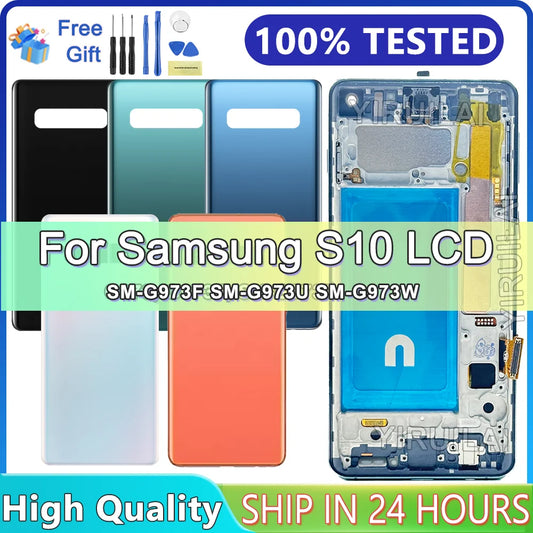 Calidad TFT para Samsung S10 SM-G973F SM-G973U SM-G973W pantalla LCD Digitalizador de pantalla táctil para Samsung S10 LCD con marco