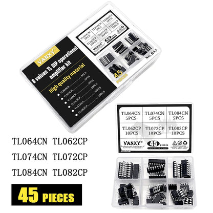 Kit 6 Valores Amplificadores Operacionales DIP (TL064CN, TL074CN, TL084CN, TL062CP, TL072CP, TL082CP)