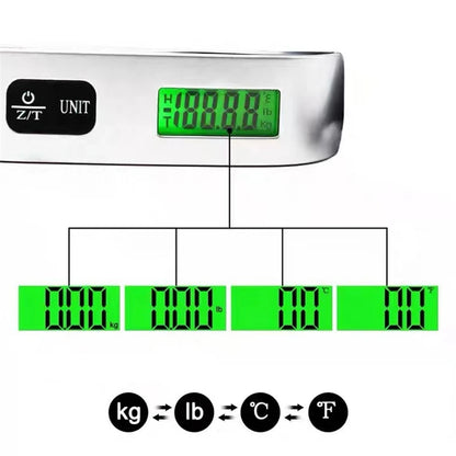 Balanza Portátil Digital LCD (110lb/50kg) Electrónica Colgante para Equipaje/Maleta Viaje (Herramienta Peso Bolsa)