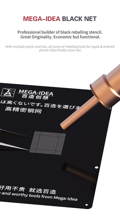 QIANLI MEGA-IDEA Black BGA Reballing Stencil Multifunction Universal Net for iPhone 6-16 Pro Max Planting Tin Steel Mesh tools