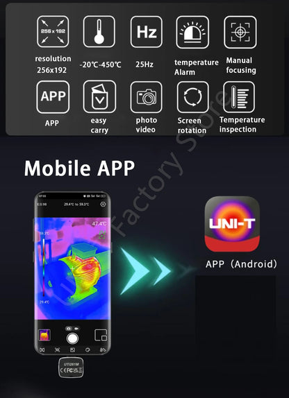 Cámara Térmica UNI-T UTi261M (256x192) para Celular Android (Tipo C) - Termógrafo Infrarrojo (No iPhone)