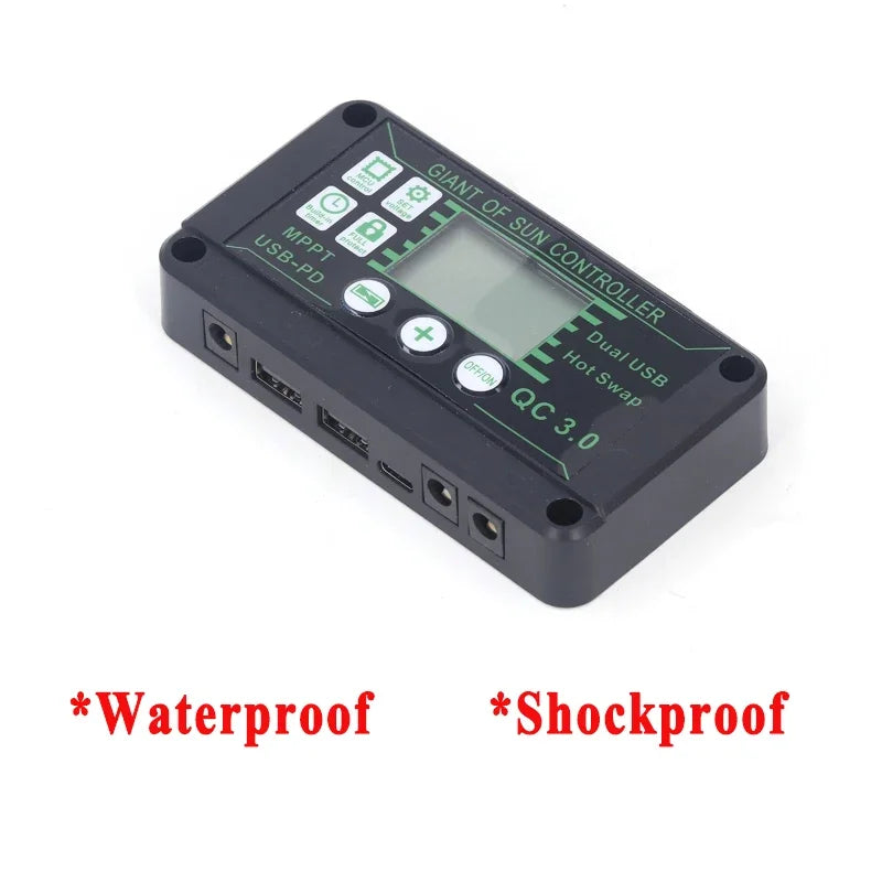 Controlador Carga Solar MPPT 10A-100A 12V/24V Max PV 50V Regulador Panel Dual USB Auto Display