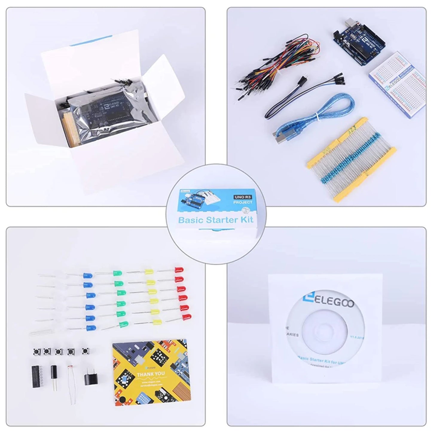 Kit Inicio Básico ELEGOO UNO Project con Tutorial y Placa UNO R3 compatible Arduino IDE (Kit Electrónico DIY)
