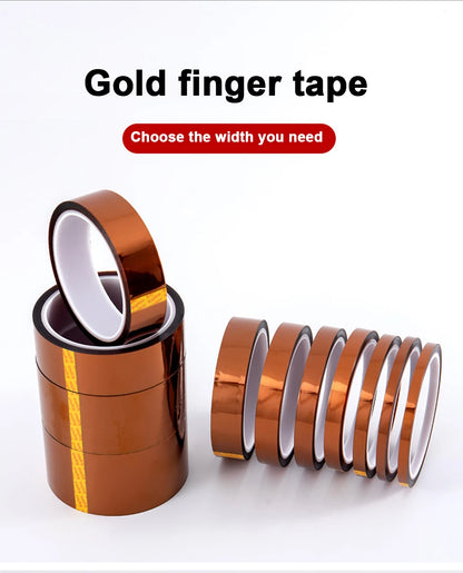 Cinta Adhesiva Kapton Poliimida Alta Temperatura (10-50mm Ancho, 33m Largo) Resistente Calor para Enmascarar/Soldar