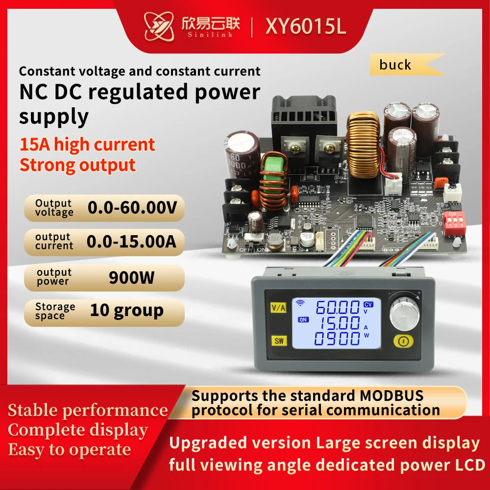Módulo Fuente Alimentación Regulada Ajustable DC-DC Buck CC/CV 0-60V 15A/20A con Control WiFi App