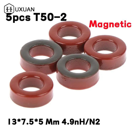 Núcleo Toroide Polvo Hierro Carbonilo T50-2 Rojo (13.7x7.5x5.5mm) - Lote 5 Piezas