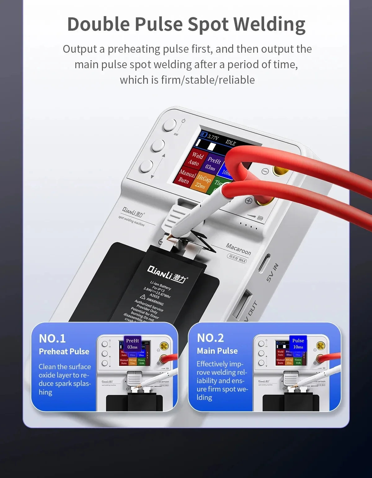 Qianli Macaron Max 2 Spot Welding Machine Adjustable 6 Speed Pulse Time Micro Spot Welder for Phone 11-15PM Battery repair tools