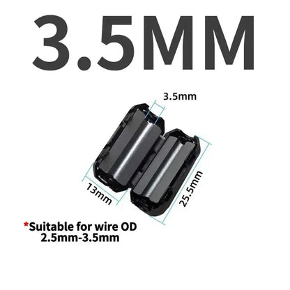 Filtro Ferrita Clip Snap Anti-Interferencia EMI/RFI Negro - Varios Diámetros (3.5mm a 15mm) - Lote 20-100 Piezas