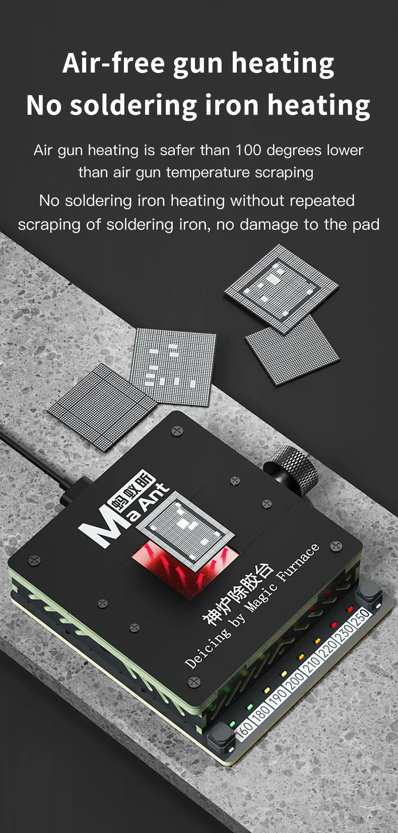 MaAnt SL-2 Preheating Platform Constant Temperature BGA Glue Removing Station for iPhone Android CPU NAND Flash IC Chips Repair