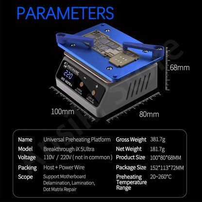 MECHANIC ix5 Ultra Heating Platform Preheating Layering for Motherboard Layering Tin Planting Glue Removal Heating Table tool