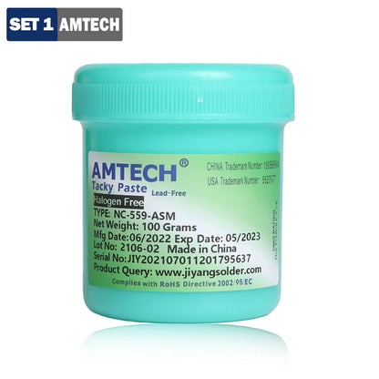 Flux Pasta Soldar Amtech NC-559-ASM / NC-559 (100g) No Clean para SMD/BGA Rework Station Suministros Soldadura