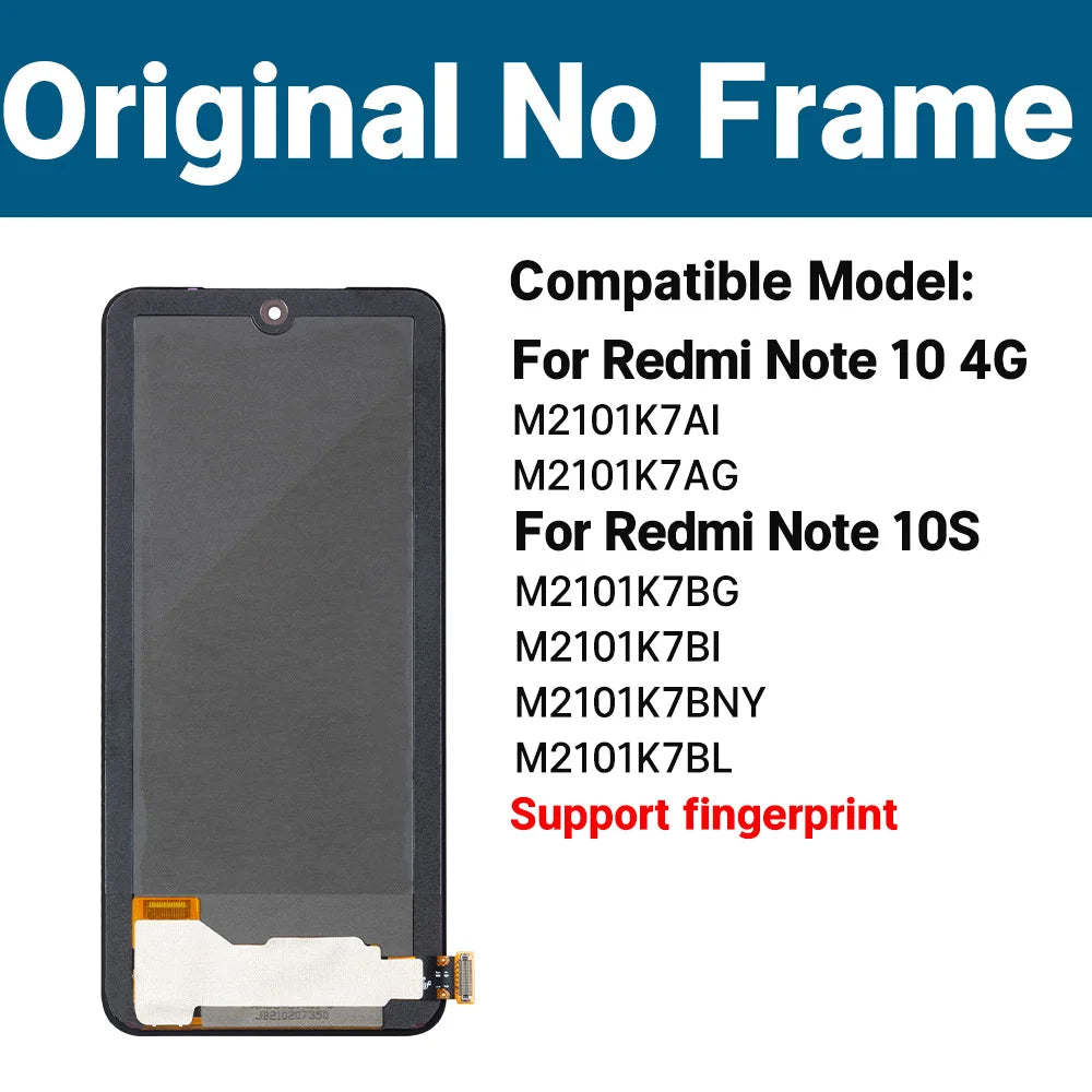 M2101K7BNY Lcd For Xiaomi Redmi Note 10S Display Touch Screen with Frame Wholesale Screen Display For Xiaomi Redmi Note 10 4G