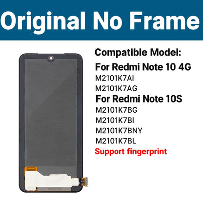 M2101K7BNY Lcd For Xiaomi Redmi Note 10S Display Touch Screen with Frame Wholesale Screen Display For Xiaomi Redmi Note 10 4G