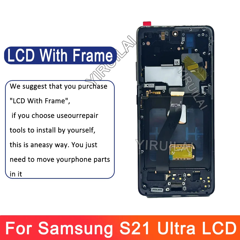 Pantalla Super OLED para Samsung S21 Ultra 5G pantalla LCD Digitalizador de pantalla táctil S21 Ultra con piezas de marco reemplazo LCD