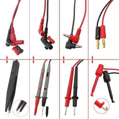 Puntas Prueba Universales Multímetro - Banana 4mm a Pinza Cocodrilo / Gancho / Aguja (1 Pza)