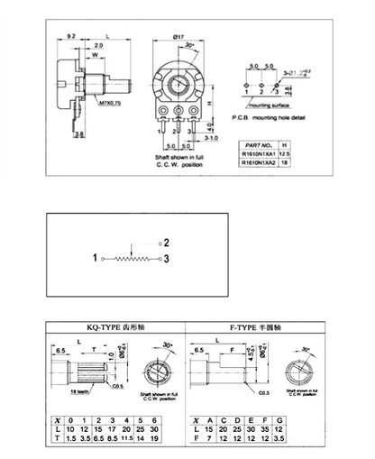 10pcs/lot WH148 Linear Potentiometer 15mm 3pin with Nuts and Washers WH148 B1K B2K B5K B10K B20K B50K B100K B250K B500K B1M