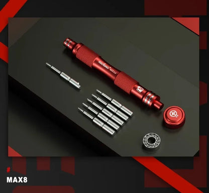 Destornillador Precisión Antideslizante MECHANIC MAX8 (Puntas 0.8 Torx / 0.6 Y / 1.2 Phillips / 1.5 Phillips / 2.5 Phillips / T2) para Reparación Móvil/Cámara