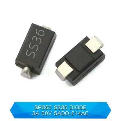 Diodo Schottky SMD (SS12/SS14/SS24/SS26/SS34/SS36/SS54/SS110/SS2200, SMA) (20 Unidades)