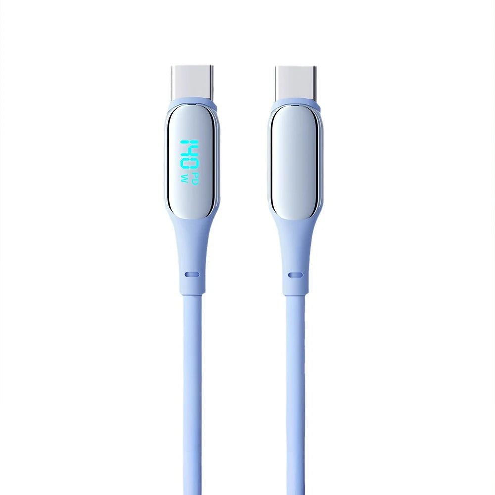 Cable Carga Rápida PD 140W USB-C a USB-C con Pantalla Digital para iPhone 15/16, Samsung S22/S23, Xiaomi, Huawei, POCO
