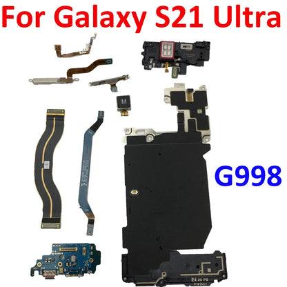 Bueno para Samsung Galaxy S21 Ultra G998 antena de señal NFC WIFI LCD Placa de carga inalámbrica Cable flexible micrófono 5G mmWave