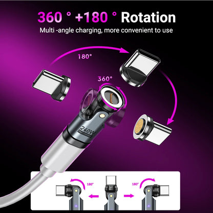 Adaptador Magnético OTG AUFU 9 Pines Tipo C Hembra a Tipo C/iOS/Micro Macho (PD 240W Carga Rápida) Convertidor para iPhone/Laptop