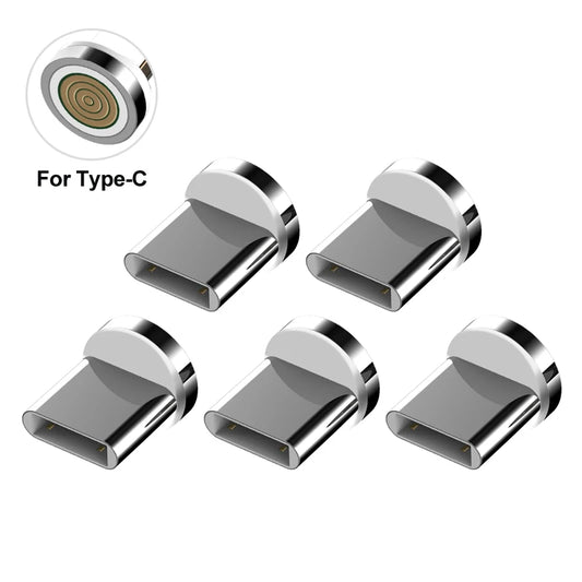 Puntas/Cabezales Conector Adaptador Carga Magnética para Cable USB (Tipo C/Micro USB/iPhone) Carga Rápida 3A (5 Unidades, Sin Cable)