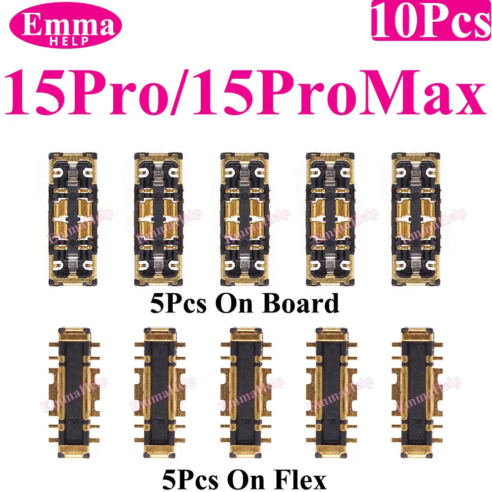 Conector FPC Batería Interno (Clip Placa) para iPhone 8/X/XS/XR/11/12/13/14/15/16 Pro Max/Plus (10 Unidades)